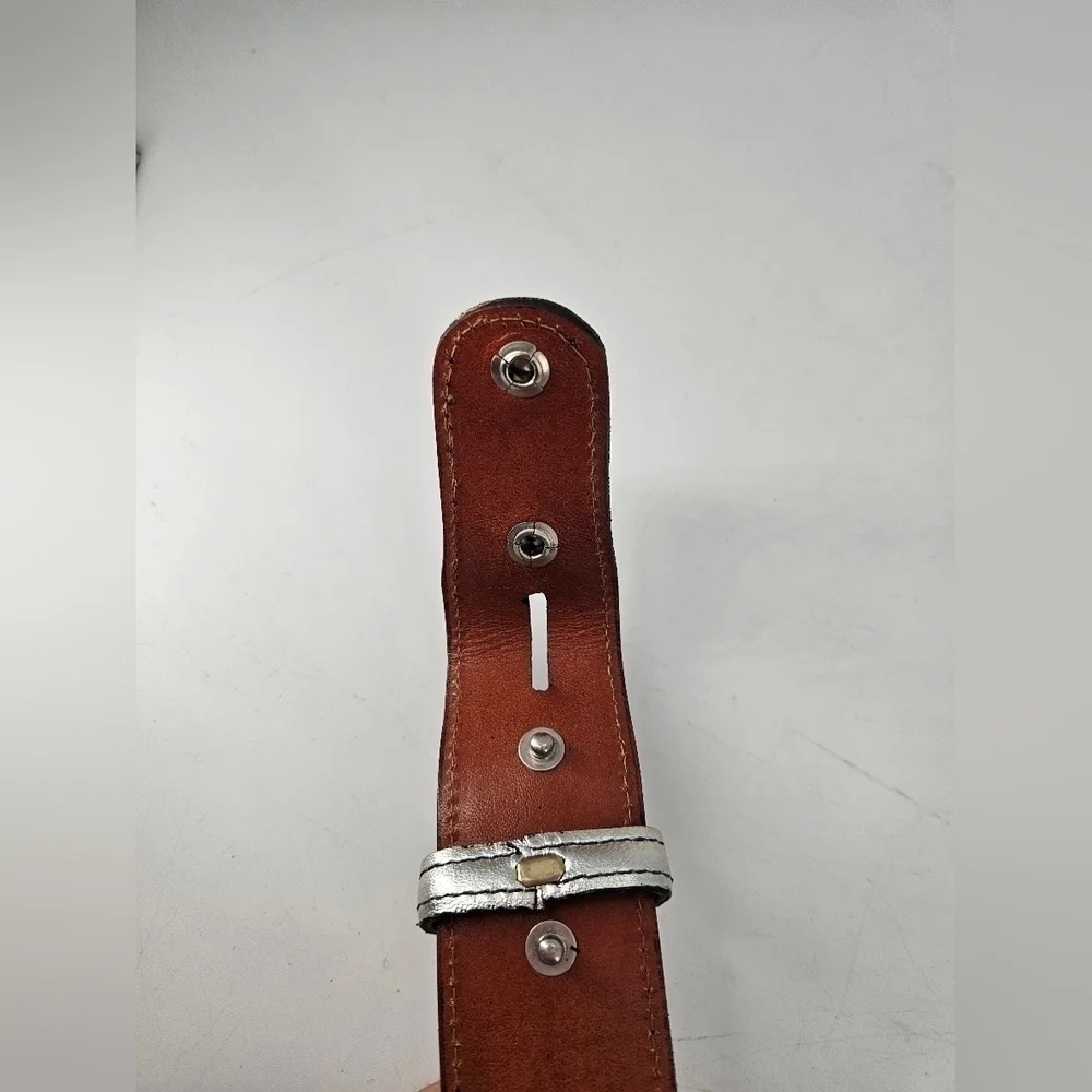 Custom BLACK CHERRY w/ SILVER Genuine Leather Interchangeable BELT STRAP sz 47